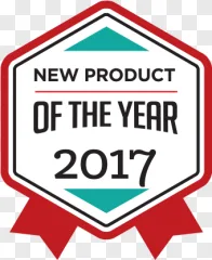 New Product Of The Year 2017 badge shown on a transparent background.