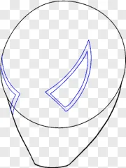 A neon blue Spider-Man eye mask on a transparent background.