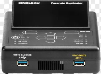 A Tableau Forensic Duplicator device with USB ports on a transparent background.