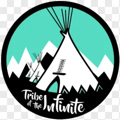 A teepee village illustration with mountains is shown on a transparent background.
