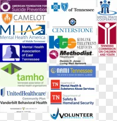 A collection of Tennessee mental health organization logos on a transparent background.