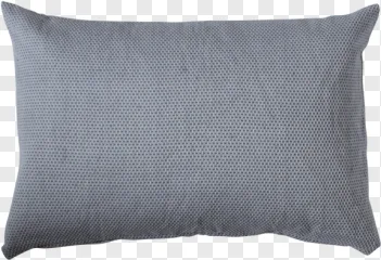 A textured gray rectangular pillow shown on a transparent background.