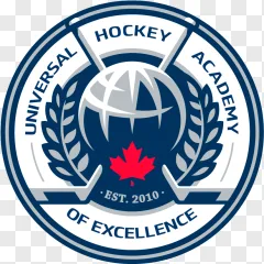 Universal Hockey Academy logo design on a transparent background.