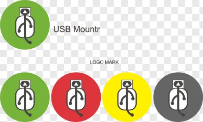 A USB Mountr logo mark concept featuring a technology symbol shown on a transparent background.