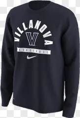A navy Villanova basketball sweatshirt with a Nike logo on a transparent background.