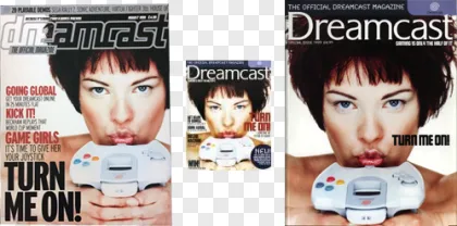 Vintage Dreamcast magazine covers showcasing retro gaming on a transparent background.