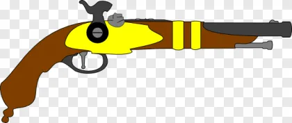 A vintage flintlock pistol weapon shown on a transparent background.