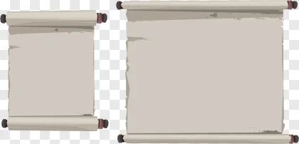 An antique parchment scroll paper shown on a transparent background.