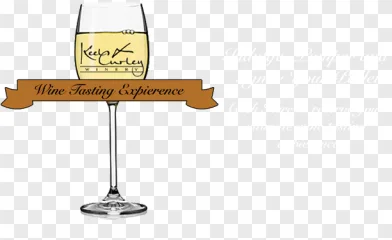 An elegant wine tasting banner featuring a white wine glass on a transparent background.